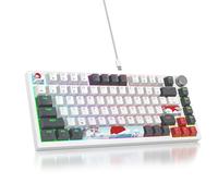 SOLIDEE Teclado Intercambiable en Caliente 75%,Retroiluminación RGB con Interruptor Rojo,Teclado para Juegos de 82 Teclas TKL,Teclado Compacto NKRO con Control de Perilla de Aluminio(82 Grey_White)