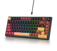 SOLIDEE teclado intercambiable en caliente 75%,Retroiluminación RGB con interruptor rojo,Teclado para Juegos de 82 Teclas TKL,Teclado compact NKRO con Control de Perilla de Aluminio(82 Red Samurai(B))