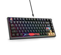 SOLIDEE Teclado Intercambiable en Caliente 75%,Retroiluminación RGB con Interruptor Rojo,TTeclado para Juegos de 82 Teclas TKL,Teclado Compacto NKRO con Control de Perilla de Aluminio(Blue Samurai)
