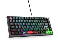 SOLIDEE Teclado Intercambiable en Caliente 75%,Retroiluminación RGB con Interruptor Rojo,TTeclado para Juegos de 82 Teclas TKL,Teclado Compacto NKRO con Control de Perilla de Aluminio(Soundwave)