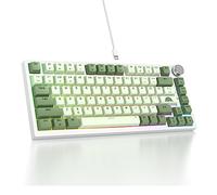 SOLIDEE Teclado Intercambiable en Caliente 75%,Retroiluminación RGB con Interruptor Rojo,TTeclado para Juegos de 82 Teclas TKL,Teclado Compacto NKRO con Control de Perilla de Aluminio(82 Matcha)