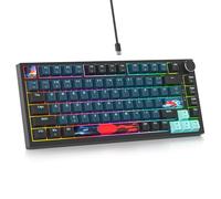 SOLIDEE Teclado Intercambiable en Caliente 75%,Retroiluminación RGB,Gasket Teclado para Juegos de 82 Teclas TKL,Teclado Compacto NKRO con Control de Perilla de Aluminio(82 Monstor)