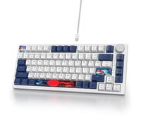 SOLIDEE Teclado Intercambiable en Caliente 75%,Retroiluminación RGB,Gasket Teclado para Juegos de 82 Teclas TKL,Teclado Compacto NKRO con Control de Perilla de Aluminio(82 Blue White)
