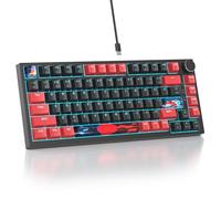 SOLIDEE Teclado Intercambiable en Caliente 75%,Retroiluminación RGB,Gasket Teclado para Juegos de 82 Teclas TKL,Teclado Compacto NKRO con Control de Perilla de Aluminio(82 Red Black)