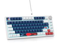 SOLIDEE Teclado Intercambiable en Caliente 75%,Retroiluminación RGB,Gasket Teclado para Juegos de 82 Teclas TKL,Teclado Compacto NKRO con Control de Perilla de Aluminio(82 White Blue)