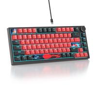 SOLIDEE Teclado Intercambiable en Caliente 75%,Retroiluminación RGB,Gasket Teclado para Juegos de 82 Teclas TKL,Teclado Compacto NKRO con Control de Perilla de Aluminio(82 Black Red)