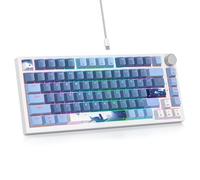 SOLIDEE Teclado Intercambiable en Caliente 75%,Retroiluminación RGB,Teclado mecánico Gasket,Teclado mecánico para Juegos de 82 Teclas TKL,Teclado Compacto NKRO con Perilla de Volumen(82 Sea Blue)