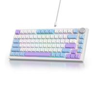 SOLIDEE Teclado Intercambiable en Caliente 75%,Retroiluminación RGB,Teclado mecánico Gasket,Teclado mecánico para Juegos de 82 Teclas TKL,Teclado Compacto NKRO con Perilla de Volumen(82 Taro Milk)