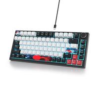 Solidee - Teclado mecánico con cable 75% intercambiable a caliente,Teclado retroiluminado RGB con interruptor rojo,TKL 82 teclas,Teclado compacto NKRO con botón de control de volumen (82 Black_White)
