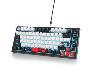 Solidee - Teclado mecánico con cable 75% intercambiable a caliente,Teclado retroiluminado RGB con interruptor rojo,TKL 82 teclas,Teclado compacto NKRO con botón de control de volumen (82 Black_White)
