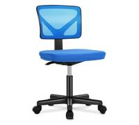 Solider Schreibtischstuhl Schreibtischstühle aus Nylonnetz atmungsaktiv armlose Bürostühle Kleiner Home-Office-Stuhl mit Lordosenstütze bequemer Cuterstuhl (azul)