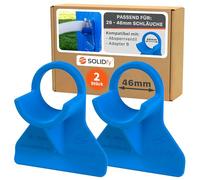 SOLIDfy® - [2x] Pool Schlauchhalter 26 mm - 46 mm | Schlauchhalterung für Intex, Bestway, Hecht | auch mit Adapter B und Absperrventil Rohrhalter 32mm 38mm Knickschutz in blau