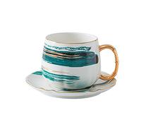 Solidigm AlELCJY Watercolor And Ink Frosted Gold Ceramic Tea Cup, Mark Coffee Cup with Ceramic Plate (1)