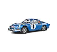 Solido Alpine A110 1600S #1 Rally Monte Carlo 1972 Azul 1:18 | Therier and Roure - Modelo de dicast a escala 1:18, diseño clásico de Rally #1, color azul, con base de plástico