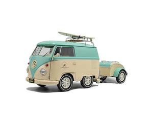 Solido Kool Combi 2024 - Baca Retro Mini autobús con Tabla de Surf, Pintura Bicolor, Frontal en V, Modelo Diecast, Color Verde Menta/Blanco, 1:18