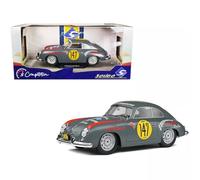 Solido Porsche 356A #147 Panamericana 1954 - Diecast - Modelo de coche clásico de carreras, pintura clásica, vehículo colector con número de despegue, carrocería detallada, versión de carreras gris, 1