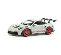 Solido Modelo 1:43 Porsche 911 992 GT3 RS 2023 Gran alerón, llantas Blanco con acentos rojos