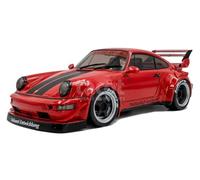 Solido RWB Bodykit 2024 - Ajuste de construcción Ancha, línea agresiva, Divisor y alerón Trasero, Coche Diecast Modelo Rojo con Rayas 1:18