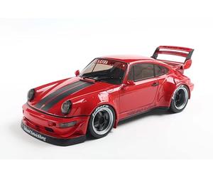Solido RWB Bodykit 2024 - Ajuste de construcción Ancha, línea agresiva, Divisor y alerón Trasero, Coche Diecast Modelo Rojo con Rayas 1:18