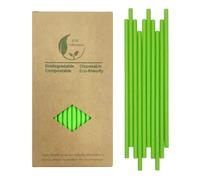 Sólido Verde Pajitas de Papel 19,7cm X 6mm, 100 Pieces Verde Pajitas Desechables para Cocktail, DIY Crafts Beber Cócteles, Café, Accesorios de Bar - 100% Biodegradable