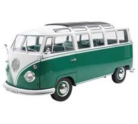 Solido - Volkswagen T1 Samba 1962 1:18 - Die-Cast - Modelo de coche coleccionable de metal, color verde/blanco, con base de plástico, caja de ventana