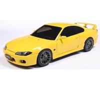 Solido Works Lightning - Nissan Silvia S15 Spec R Aero 1999 1:18 - Die-Cast - Modelo de colección de metal amarillo con base de plástico, cartón ventana