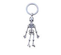 Solighter Llavero de esqueleto de calavera gótica para mujeres y hombres, llavero plegable con colgante de esqueleto para Halloween, plateado, Large