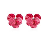Solighter Pendientes de mariposa artificial de aceite de goteo para mujer, diseño bohemio, mariposa, orquídea, flor, joyería de fiesta nupcial, Grande, Acero aleado, Sin piedra preciosa