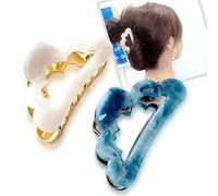 Solilayx Pinzas de metal, pinzas de garra grandes para cabello grueso, pinzas de metal para mujer, pinzas doradas y plateadas, pinzas para el pelo para cabello fino, pinzas de acetato, 2 unidades