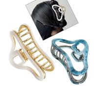 Solilayx Pinzas de metal, pinzas de garra grandes para cabello grueso, pinzas de metal para mujer, pinzas doradas y plateadas, pinzas para el pelo para cabello fino, pinzas de acetato, 2 unidades