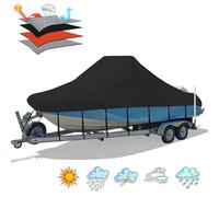 Solim Cubierta de barco para consola central, 17 a 19 pies, impermeable, poliuretano 900D, resistente, para consola central, barco, lona de poliéster Oxford resistente a los rayos UV con 18 correas de