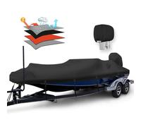Solim Cubierta Impermeable de Poliuretano 900D con Cubierta de Motor, Lona de poliéster remolcable de Grado Marino Resistente de 20-22 pies, se Adapta a lanchas de bajo de 20 a 22 pies, Casco en V