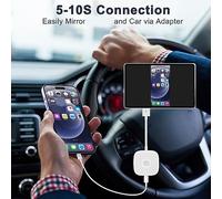 Solinder Adaptador de Espejo CarPlay, Dispositivo de Reflejo de Pantalla del Teléfono para Teléfonos iOS, Calidad de HD, Sincronización, con Adaptador de Espejo de Automóvil a Automóvil, (Redondo)