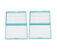 Solinder Caja de Acuarela Portátil, Minipaleta Duradera para Artistas, Fácil de Limpiar y Transportar, Creatividad en Movimiento, 2 Piezas (Caja Azul, 12 Rejillas)