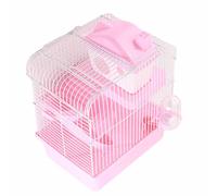 Solinder Hábitat para Hámster de 2 Niveles con Diseño de Ventilación (Pink) | bandeja extraíble, fácil de montar, adecuada para mascotas pequeñas, incluye vídeo de instalación, flujo de aire saludable