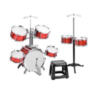 Solinder Juego de batería de jazz con taburete, 7 tambores musicales, instrumentos de percusión para principiantes, regalos de vacaciones, parche de PVC grueso, fácil instalación