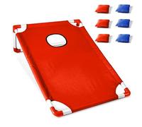 Solinder Juego de cornhole portátil con 1 tablero de cornhole y 6 pufs para Yard Toss Game