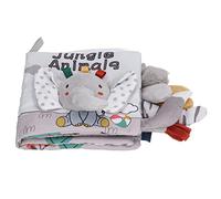 Solinder Libro de Tela de Animales en 3D Suave para Bebés para Aprender y Jugar Durante Más 4 Meses, Color Gris, 6,1 X 6,5 Pulgadas (Elefante)