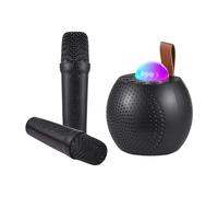 Solinder Máquina de karaoke, mini micrófono inalámbrico y altavoz con 2 micrófonos, regalos para fiesta de cumpleaños, escritorio, al aire libre, hogar, KTV, discoteca, luces LED, micrófono de mano,