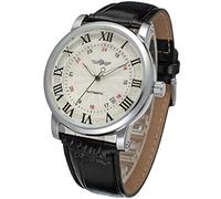 Solinder Reloj Analógico de Moda para Hombre, Elegante, Completamente Automático, Mecánico, Banda de Cuero PU para Uso Diario, Esfera Blanca, Número Negro y Correa Negra (Superficie Blanca, Letras