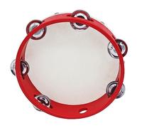 Solinder Tambourina de mano de metal de 8 pulgadas, de una 6 piezas de platillos de metal, abrazaderas, piel de oveja, panderetas de madera, entretenimiento, para adultos, niños, bailar, cantar