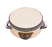 Solinder wooden tambourine - Pandereta de madera de 4 pulgadas con metal de una hilera de piel de oveja Jingles piel panderetas entretenimiento musical timbrel para adultos niños dancine fiesta de