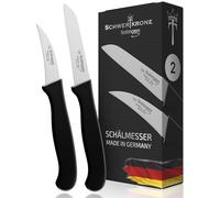 Solingen - Juego de 2 cuchillos rectos y curvados para verduras, cuchillos de cocina, cuchillo multiusos, cuchillo de acero inoxidable de 3"