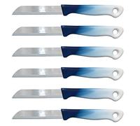 Solingen Juego de 6 cuchillos de colores para panecillos, fruta, tomates y pelar (azul y blanco)