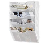 Solinxe Revistero Pared 5 Niveles Metálico - Organizador Pared A4, Archivador Oficina Porta Documentos y Revistas, Carpeta Colgante para Archivos, Hogar Escuela (Blanco)