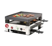 Solis 5en1 Parrilla eléctrica de 1020 W para 4 personas, con raclette y mini wok, para interior, balcón o cocina, acero inoxidable