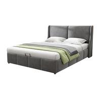 Solisburne Cama de 140 x 200 cm, cama tapizada con cajón, cama doble con espacio de almacenamiento inferior, cama de almacenamiento hidráulica con cabecero y somier, estructura de cama, terciopelo