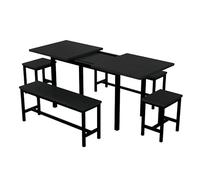 Solisburne Juego de mesa de comedor extensible con 4 sillas, juego de mesa de comedor para 4-6 personas, silla de comedor con patas de metal, mesa de comedor plegable, estilo simple, color negro, 160