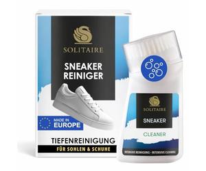 SOLITAIRE Limpiador intensivo de zapatillas de deporte | 75 ml | Limpieza profesional para zapatillas y zapatos | Limpiador de zapatillas con cepillo integrado para limpieza de zapatos y eliminación