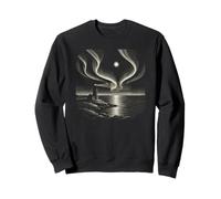 Solitario Faro Aurora Luna Noche Ilustración Sudadera
